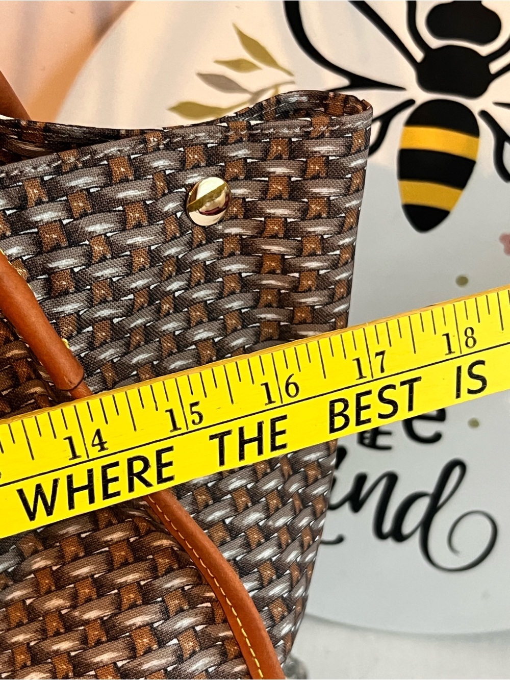 J. McLaughlin Brown and Tan Woven Tote - Picture 7 of 10